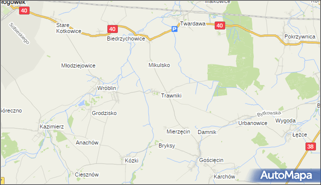 mapa Trawniki gmina Pawłowiczki, Trawniki gmina Pawłowiczki na mapie Targeo