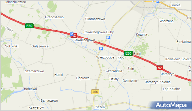 mapa Wierzbocice, Wierzbocice na mapie Targeo