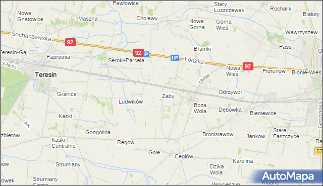 mapa Żaby gmina Baranów, Żaby gmina Baranów na mapie Targeo