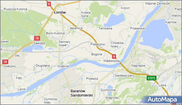 mapa Bogoria gmina Łoniów, Bogoria gmina Łoniów na mapie Targeo