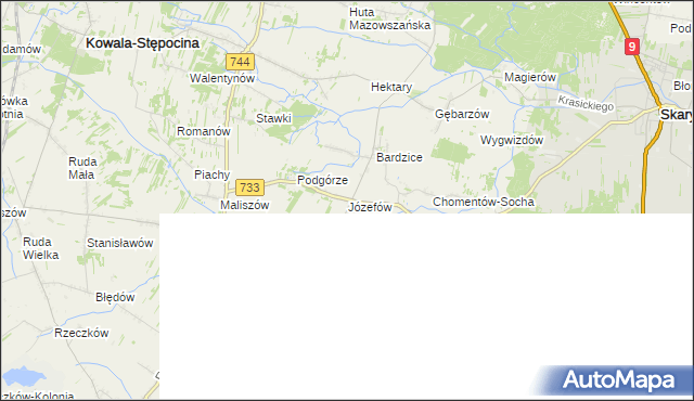 mapa Józefów gmina Kowala, Józefów gmina Kowala na mapie Targeo