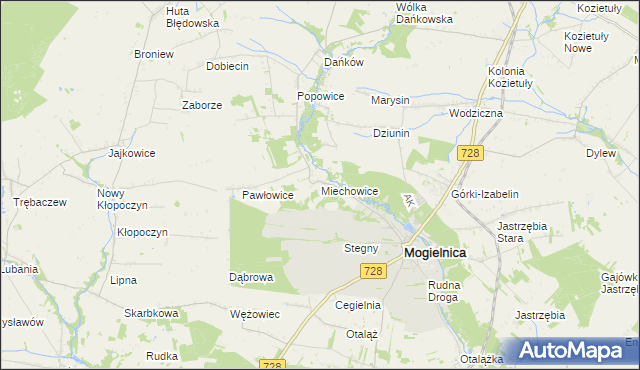 mapa Miechowice gmina Mogielnica, Miechowice gmina Mogielnica na mapie Targeo