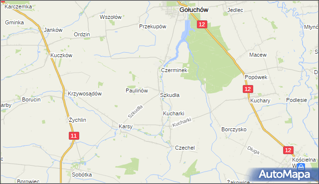mapa Szkudła, Szkudła na mapie Targeo
