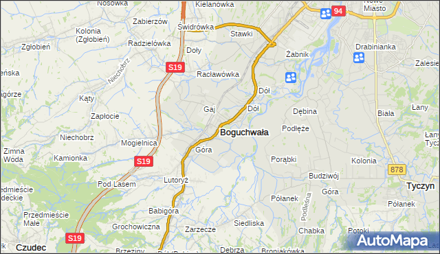 mapa Boguchwała powiat rzeszowski, Boguchwała powiat rzeszowski na mapie Targeo