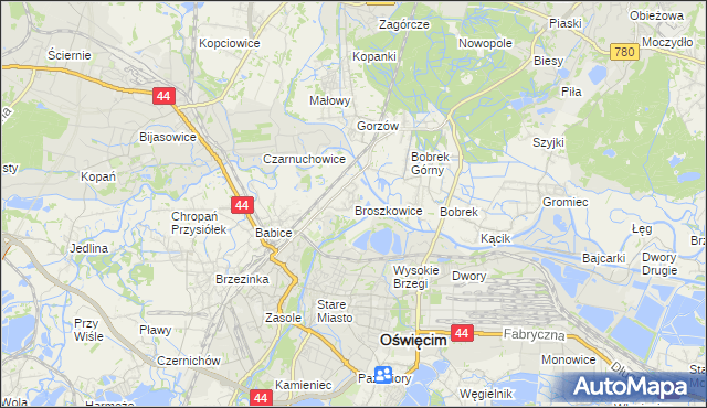 mapa Broszkowice, Broszkowice na mapie Targeo