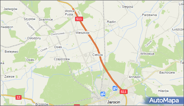 mapa Cielcza, Cielcza na mapie Targeo