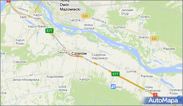 mapa Cząstków Mazowiecki, Cząstków Mazowiecki na mapie Targeo