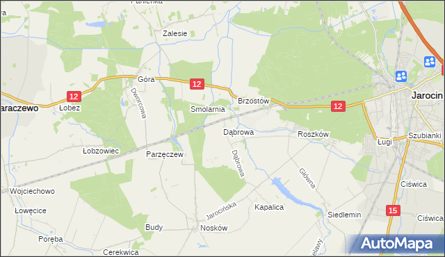 mapa Dąbrowa gmina Jarocin, Dąbrowa gmina Jarocin na mapie Targeo