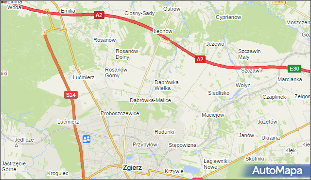 mapa Dąbrówka-Sowice, Dąbrówka-Sowice na mapie Targeo