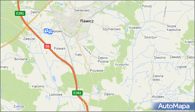 mapa Dębno Polskie, Dębno Polskie na mapie Targeo