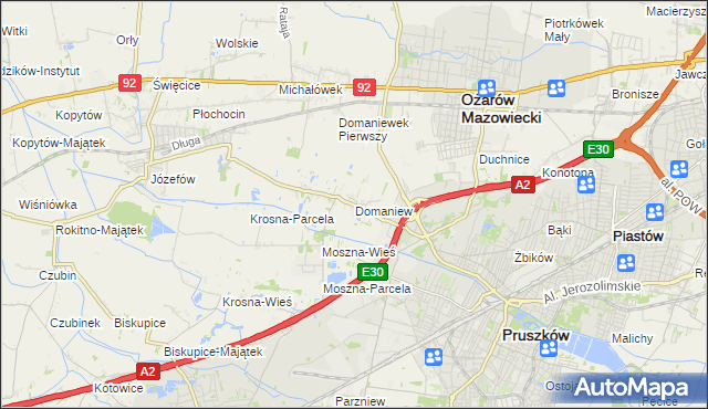 mapa Domaniew gmina Brwinów, Domaniew gmina Brwinów na mapie Targeo