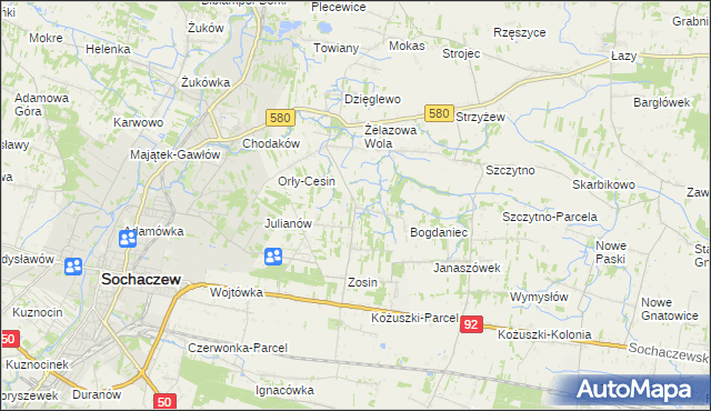 mapa Feliksów gmina Sochaczew, Feliksów gmina Sochaczew na mapie Targeo