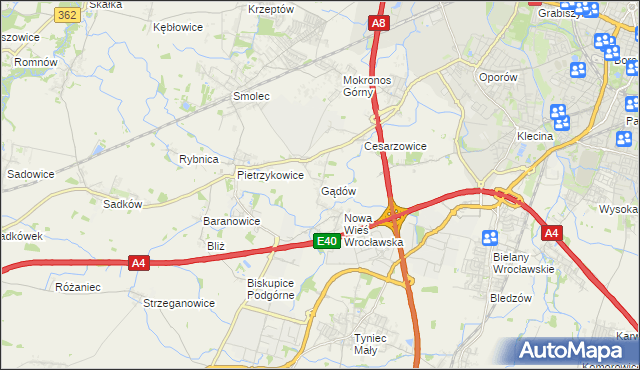 mapa Gądów, Gądów na mapie Targeo