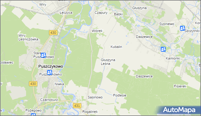 mapa Głuszyna Leśna, Głuszyna Leśna na mapie Targeo