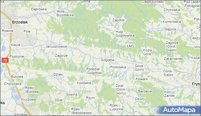 mapa Gogołów gmina Frysztak, Gogołów gmina Frysztak na mapie Targeo