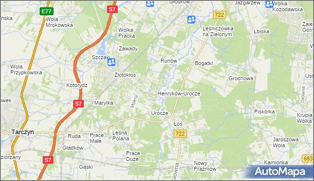 mapa Henryków-Urocze, Henryków-Urocze na mapie Targeo