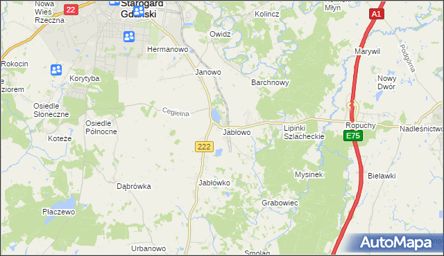 mapa Jabłowo, Jabłowo na mapie Targeo