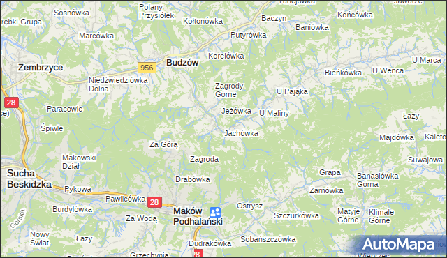 mapa Jachówka, Jachówka na mapie Targeo