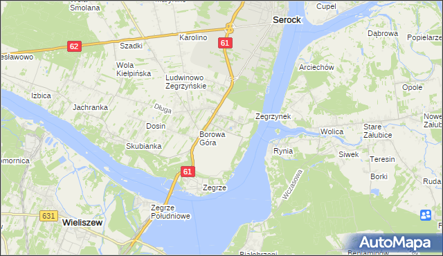 mapa Jadwisin gmina Serock, Jadwisin gmina Serock na mapie Targeo