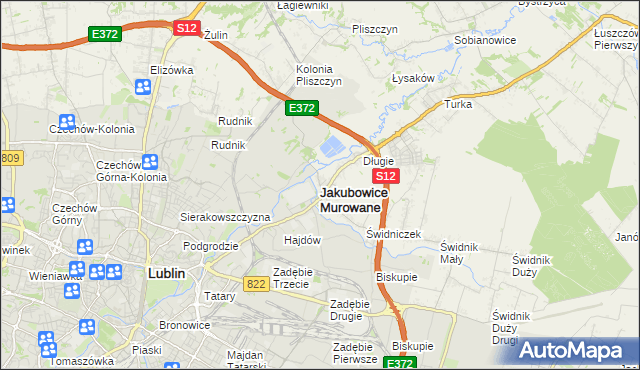 mapa Jakubowice Murowane, Jakubowice Murowane na mapie Targeo