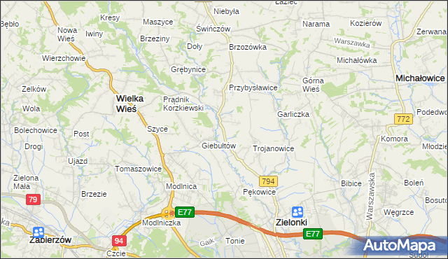 mapa Januszowice gmina Zielonki, Januszowice gmina Zielonki na mapie Targeo