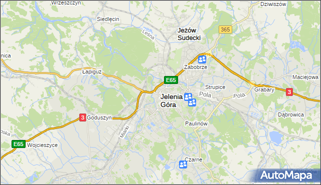 mapa Jelenia Góra, Jelenia Góra na mapie Targeo