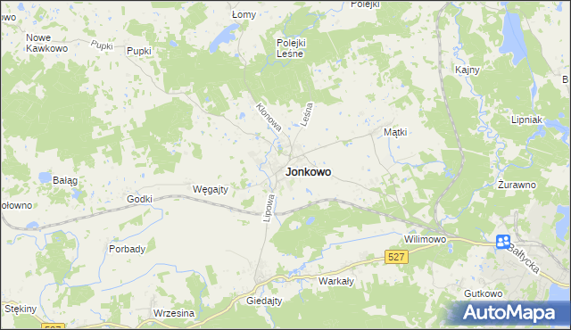 mapa Jonkowo, Jonkowo na mapie Targeo
