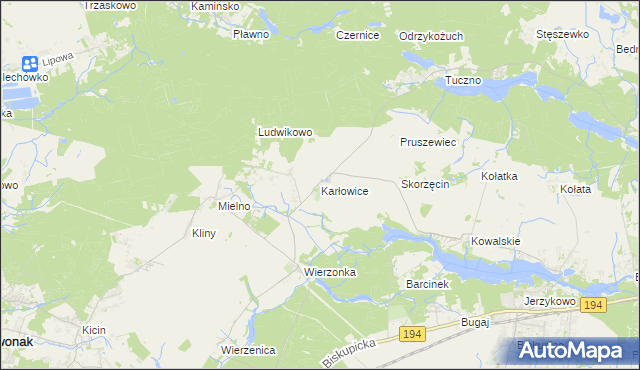 mapa Karłowice gmina Swarzędz, Karłowice gmina Swarzędz na mapie Targeo