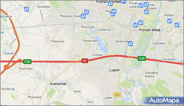 mapa Kotowo gmina Poznań, Kotowo gmina Poznań na mapie Targeo