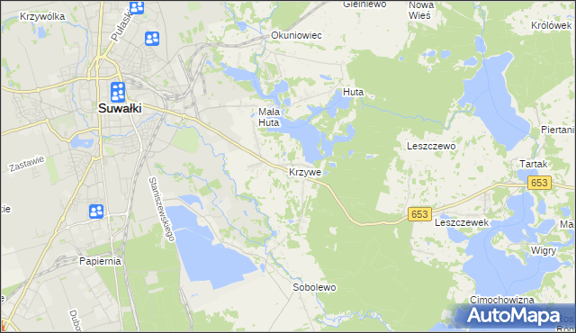 mapa Krzywe gmina Suwałki, Krzywe gmina Suwałki na mapie Targeo