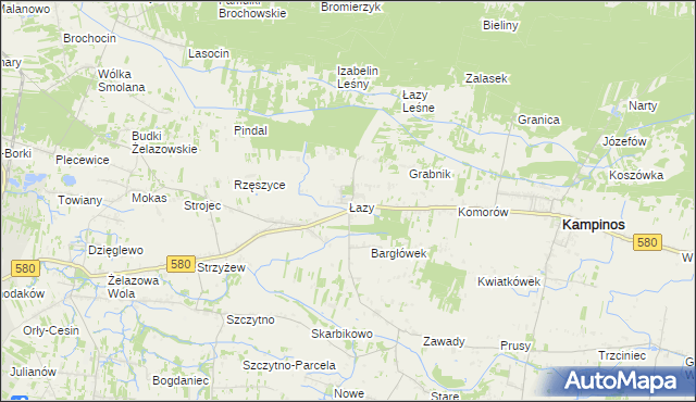 mapa Łazy gmina Kampinos, Łazy gmina Kampinos na mapie Targeo