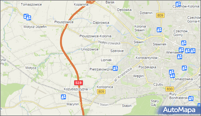 mapa Lipniak gmina Konopnica, Lipniak gmina Konopnica na mapie Targeo