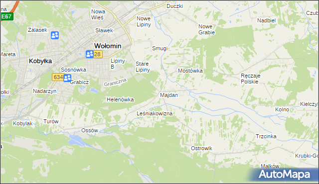 mapa Majdan gmina Wołomin, Majdan gmina Wołomin na mapie Targeo