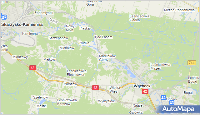 mapa Marcinków gmina Wąchock, Marcinków gmina Wąchock na mapie Targeo