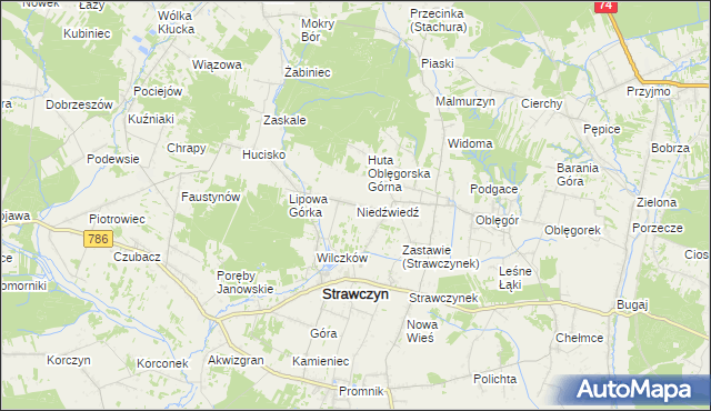 mapa Niedźwiedź gmina Strawczyn, Niedźwiedź gmina Strawczyn na mapie Targeo