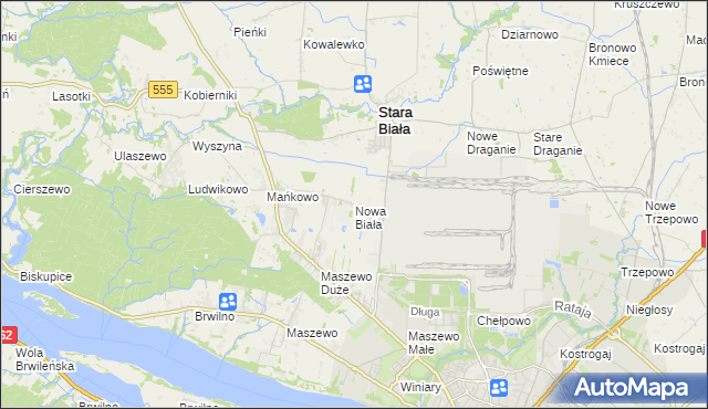 mapa Nowa Biała gmina Stara Biała, Nowa Biała gmina Stara Biała na mapie Targeo