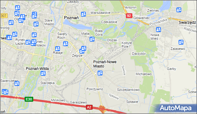 mapa Nowe Miasto gmina Poznań, Nowe Miasto gmina Poznań na mapie Targeo