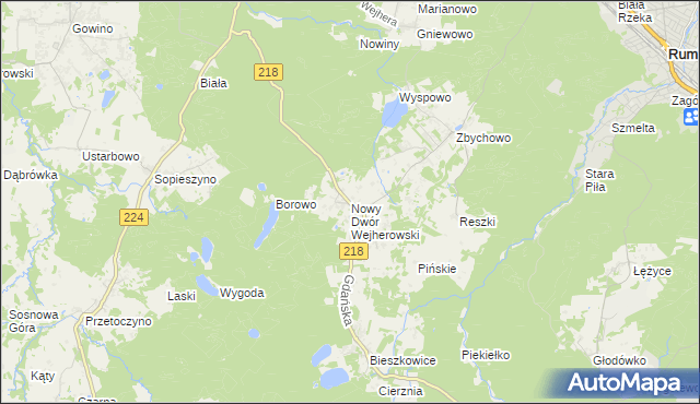 mapa Nowy Dwór Wejherowski, Nowy Dwór Wejherowski na mapie Targeo