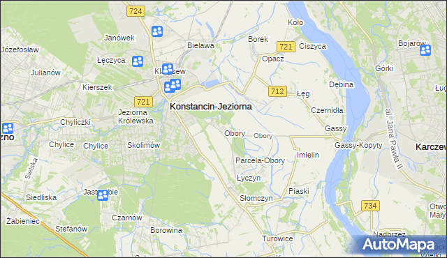 mapa Obory gmina Konstancin-Jeziorna, Obory gmina Konstancin-Jeziorna na mapie Targeo