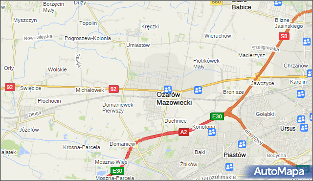 mapa Ożarów Mazowiecki, Ożarów Mazowiecki na mapie Targeo