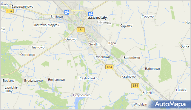 mapa Piaskowo gmina Szamotuły, Piaskowo gmina Szamotuły na mapie Targeo