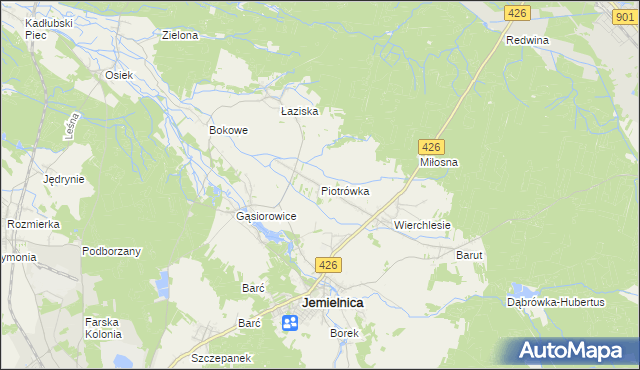 mapa Piotrówka gmina Jemielnica, Piotrówka gmina Jemielnica na mapie Targeo