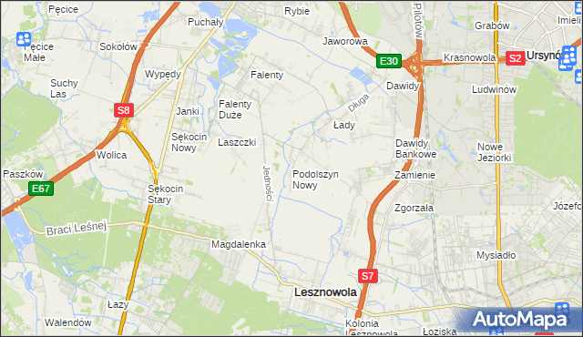 mapa Podolszyn Nowy, Podolszyn Nowy na mapie Targeo