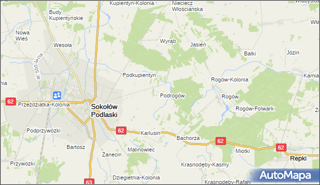 mapa Podrogów, Podrogów na mapie Targeo