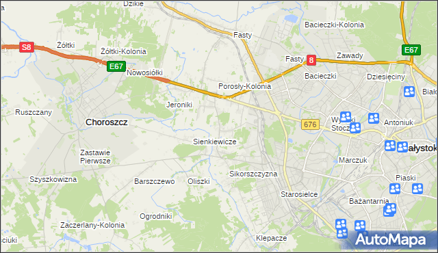 mapa Porosły, Porosły na mapie Targeo