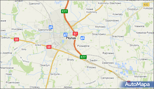 mapa Poświętne gmina Płońsk, Poświętne gmina Płońsk na mapie Targeo