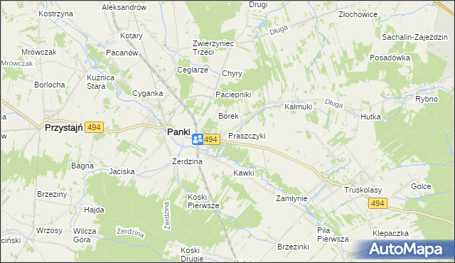 mapa Praszczyki, Praszczyki na mapie Targeo