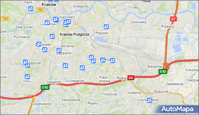 mapa Prokocim, Prokocim na mapie Targeo