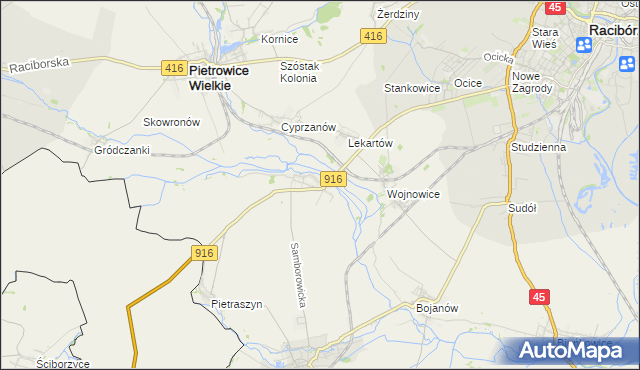 mapa Samborowice gmina Pietrowice Wielkie, Samborowice gmina Pietrowice Wielkie na mapie Targeo