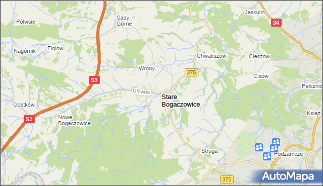 mapa Stare Bogaczowice, Stare Bogaczowice na mapie Targeo